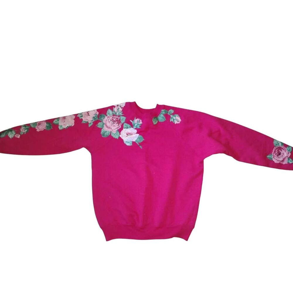 7A-Medium rose print hangs her way sweatshirt